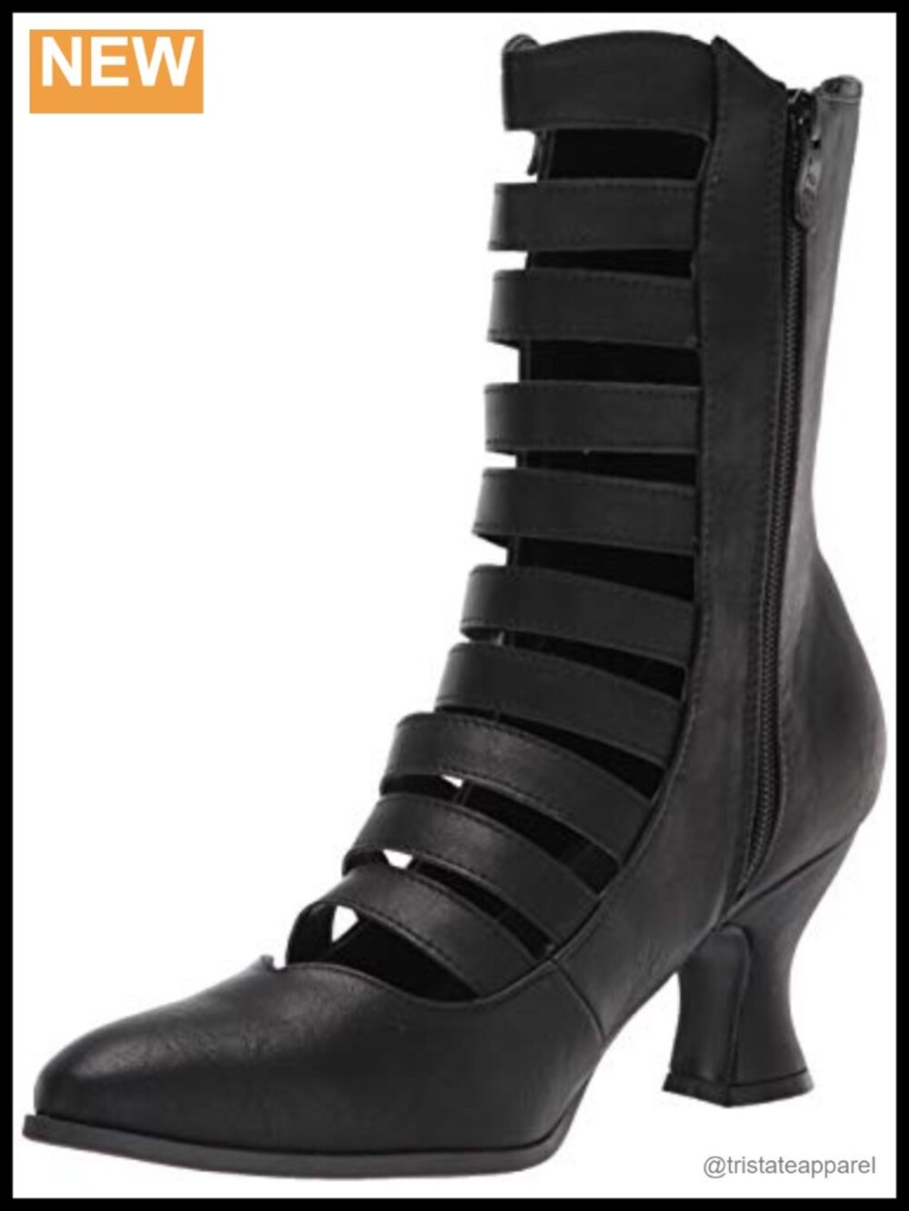 Victorian Mid-Calf Bootie Zip Block Heel Halloween